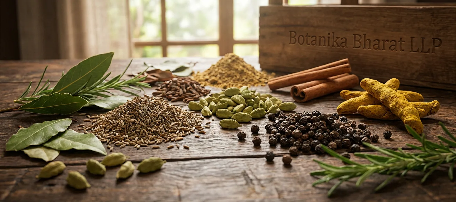 Buy spices and herbs from India – cumin seeds, cardamom, coriander, whole spices wholesale export – Botanika Bharat LLP