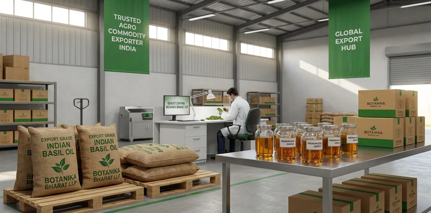 Basil oil – Botanika Bharat LLP, Indian basil oil exporter, essential oil bulk supplier FMCG HORECA, Rudrapur Uttarakhand.