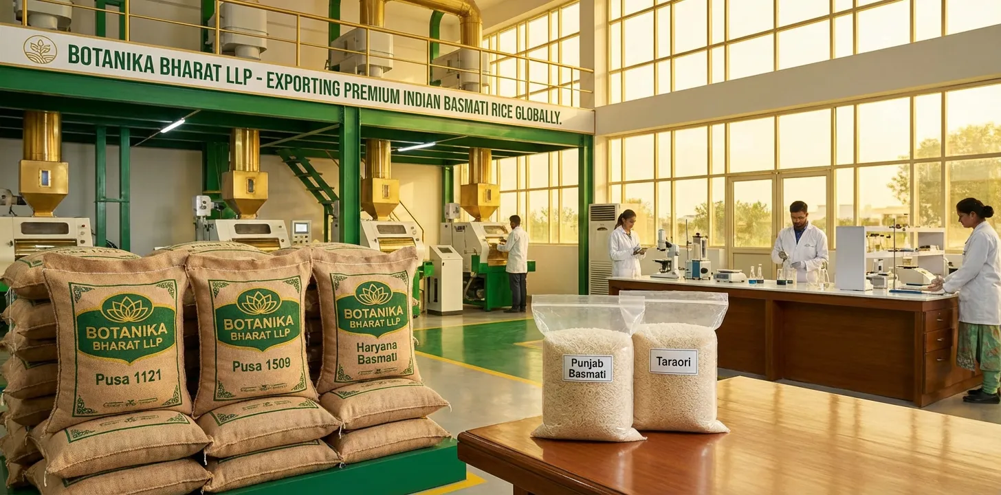 Basmati Rice – Botanika Bharat LLP, basmati rice exporter from India, Pusa 1121, Pusa 1509, Haryana basmati, rice varieties India, Rudrapur Uttarakhand.