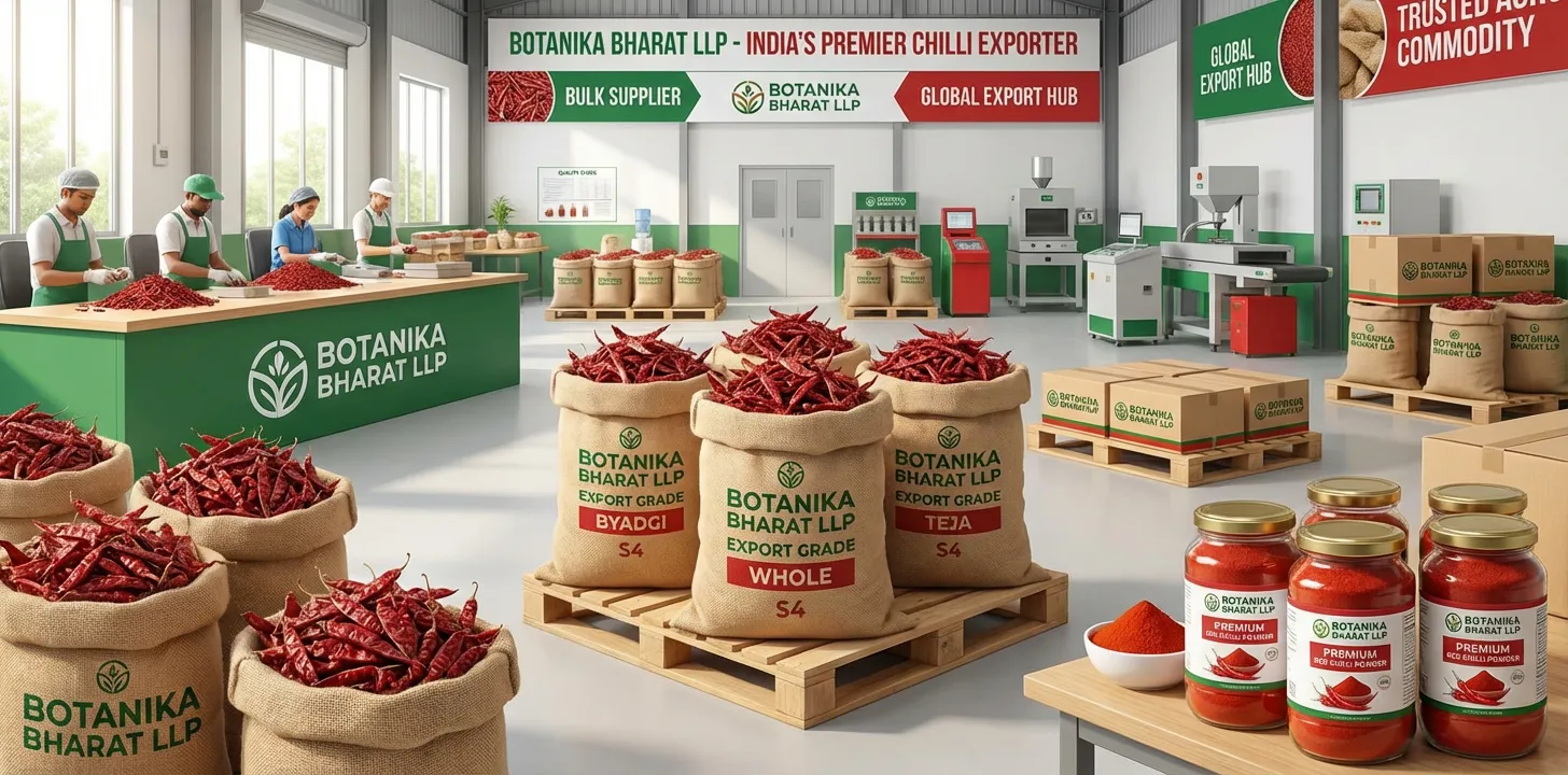 Chilli – Botanika Bharat LLP, Indian chilli exporter, red chilli chilli powder whole red chilies Capsicum curry masala sauces, Rudrapur Uttarakhand.