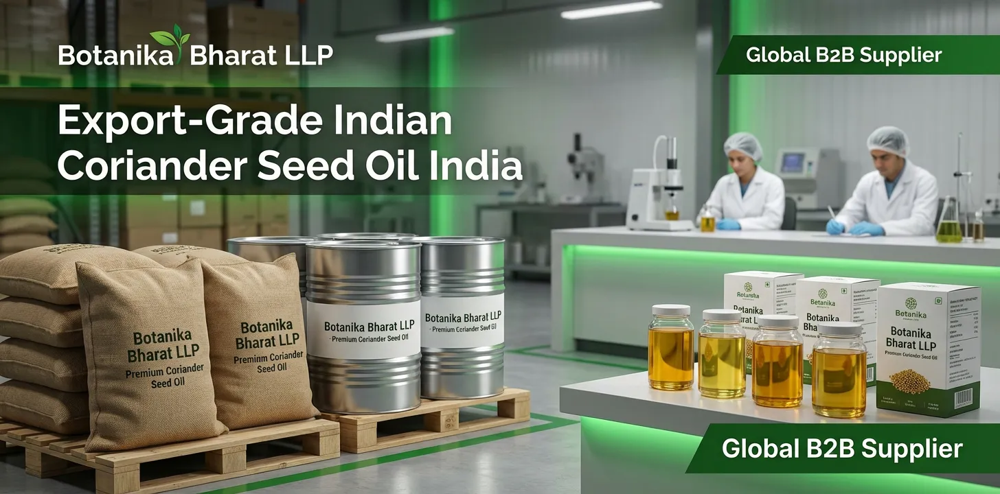 Coriander seed oil – Botanika Bharat LLP, Indian coriander seed oil exporter, essential oil supplier, Rudrapur Uttarakhand.
