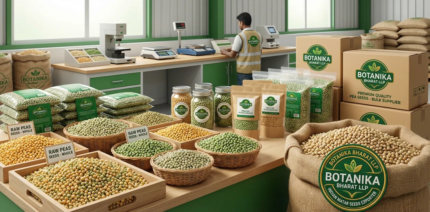 Dry peas seeds exporter India – Bulk pea seeds, matar seeds, pulses – Botanika Bharat LLP