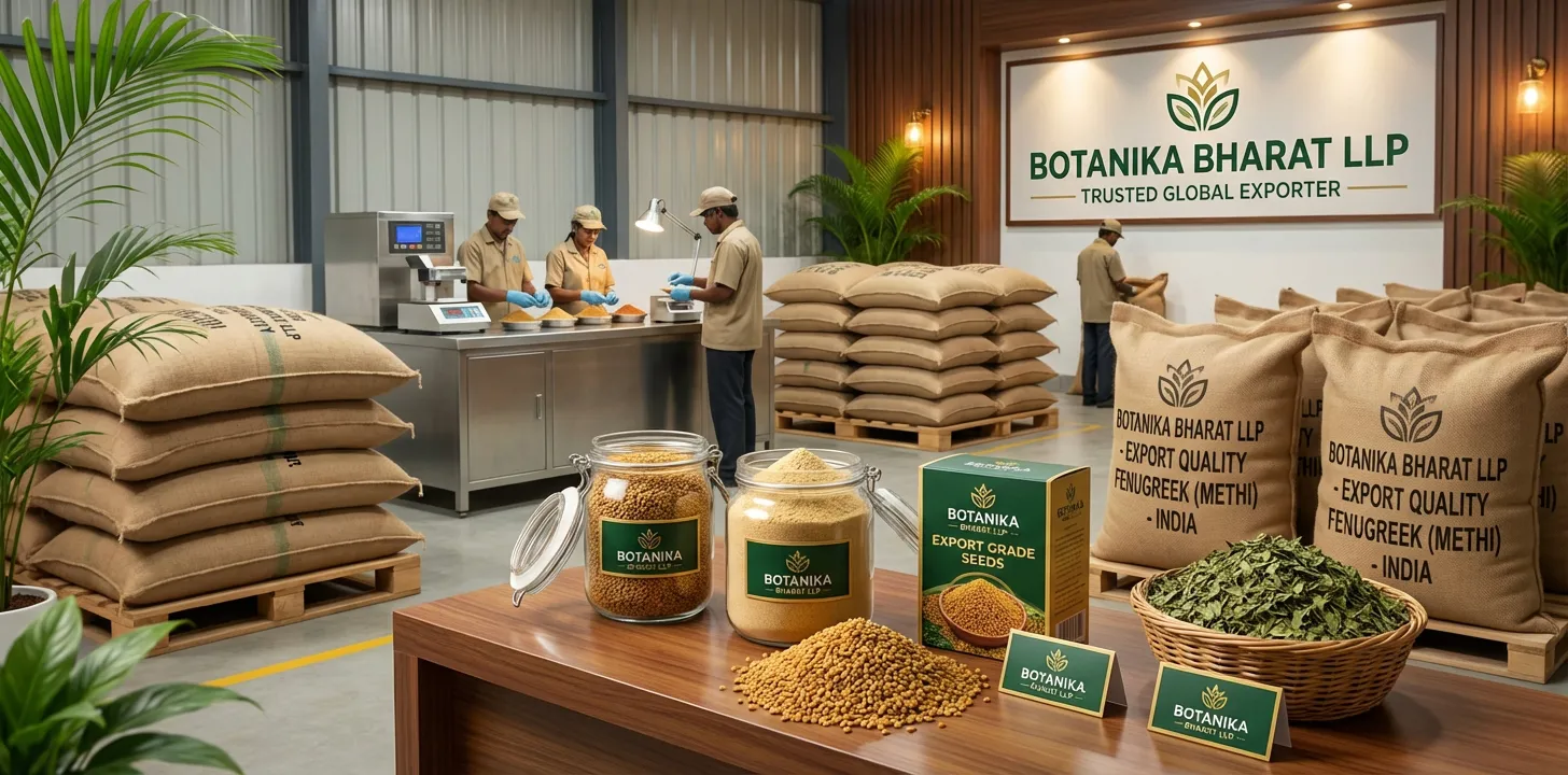 Fenugreek – Botanika Bharat LLP, Indian fenugreek exporter, methi fenugreek seeds fenugreek powder kasuri methi bulk spice supplier, Rudrapur Uttarakhand.