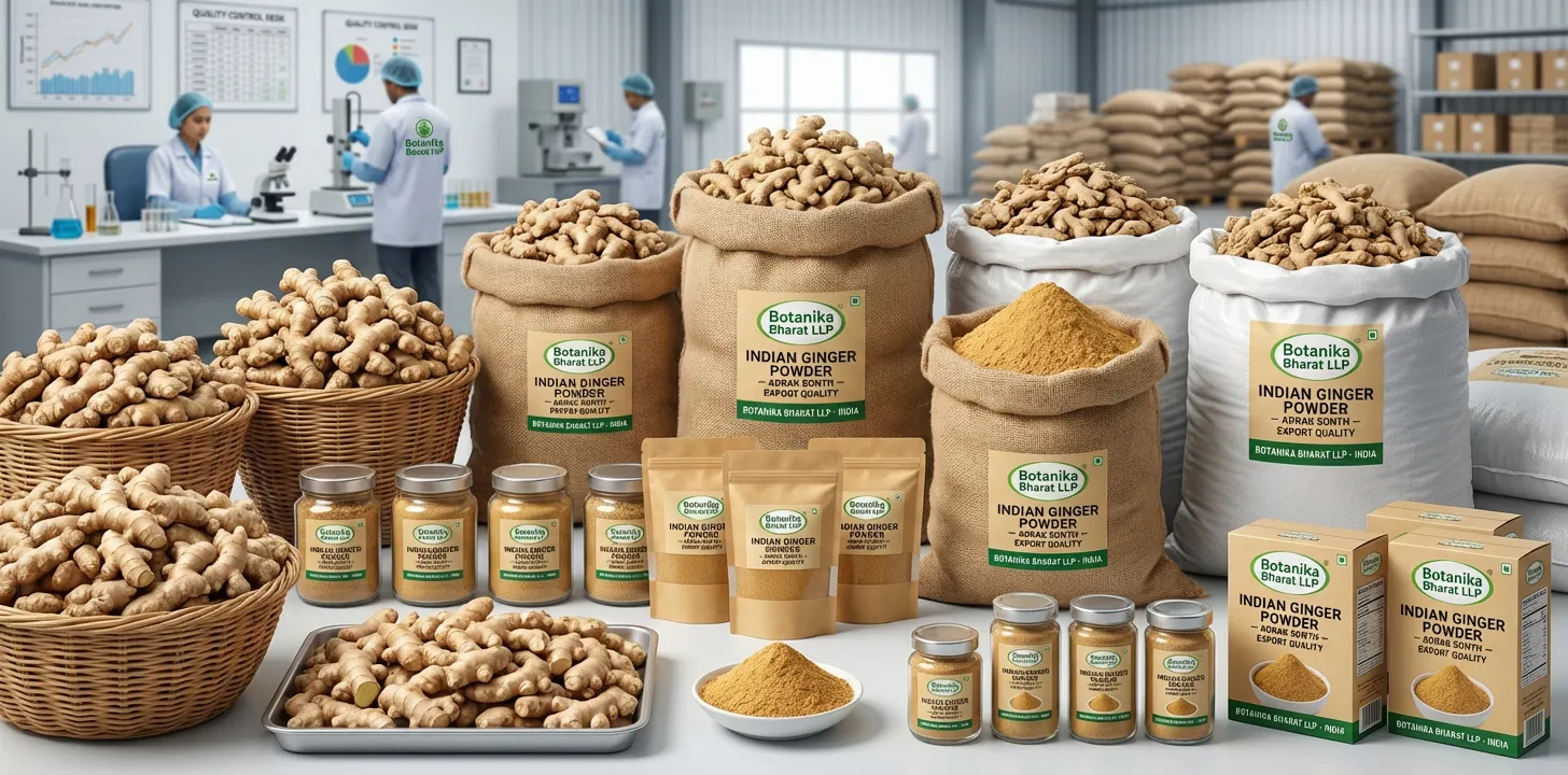 Ginger Powder – Botanika Bharat LLP, Indian ginger powder exporter, bulk ginger powder supplier FMCG HORECA tea chai bakery curry, Rudrapur Uttarakhand.