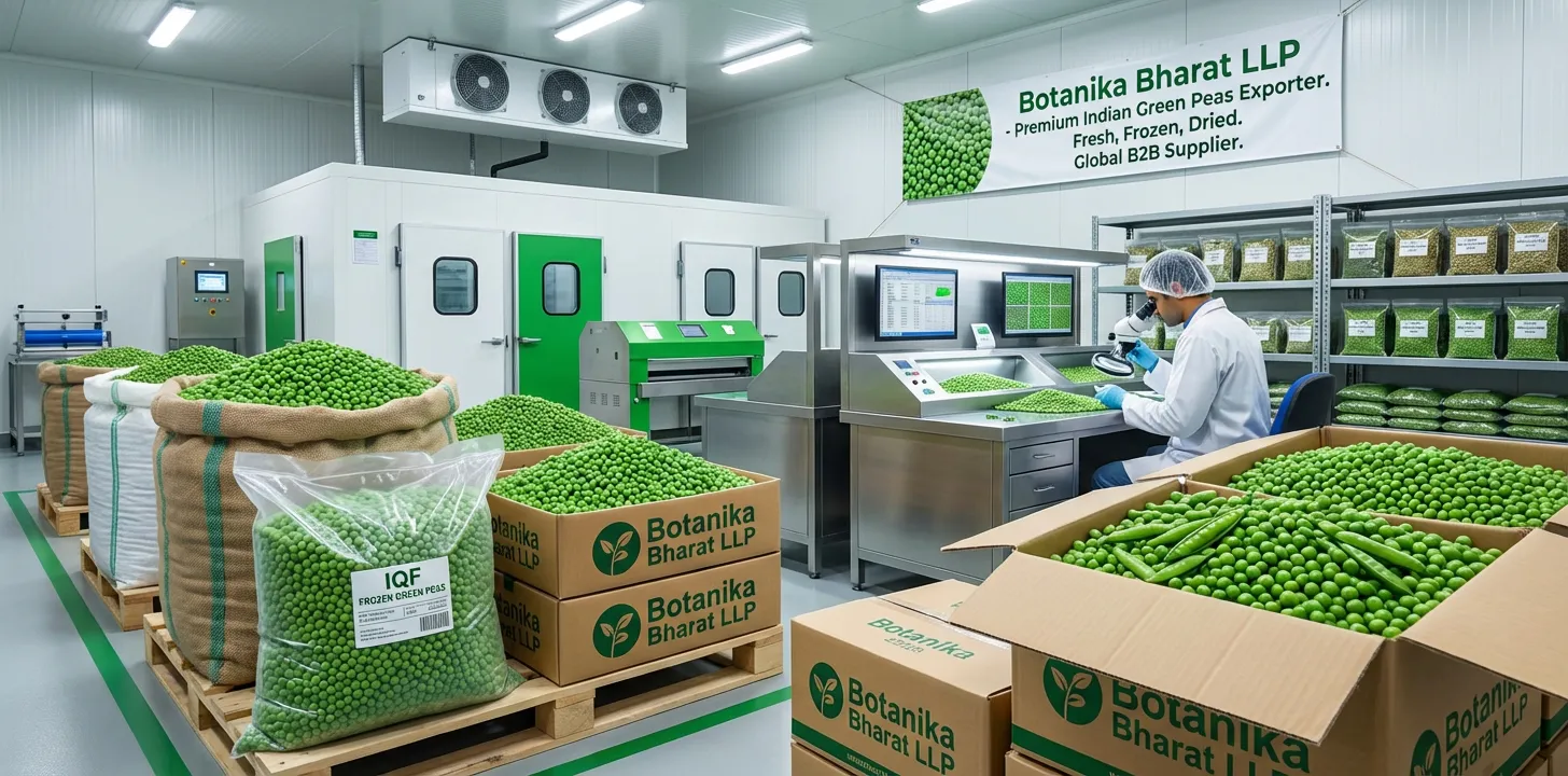Green Peas Matar – Botanika Bharat LLP, green peas matar exporter from India, IQF frozen green peas matar, fresh matar, dried matar, Rudrapur Uttarakhand.
