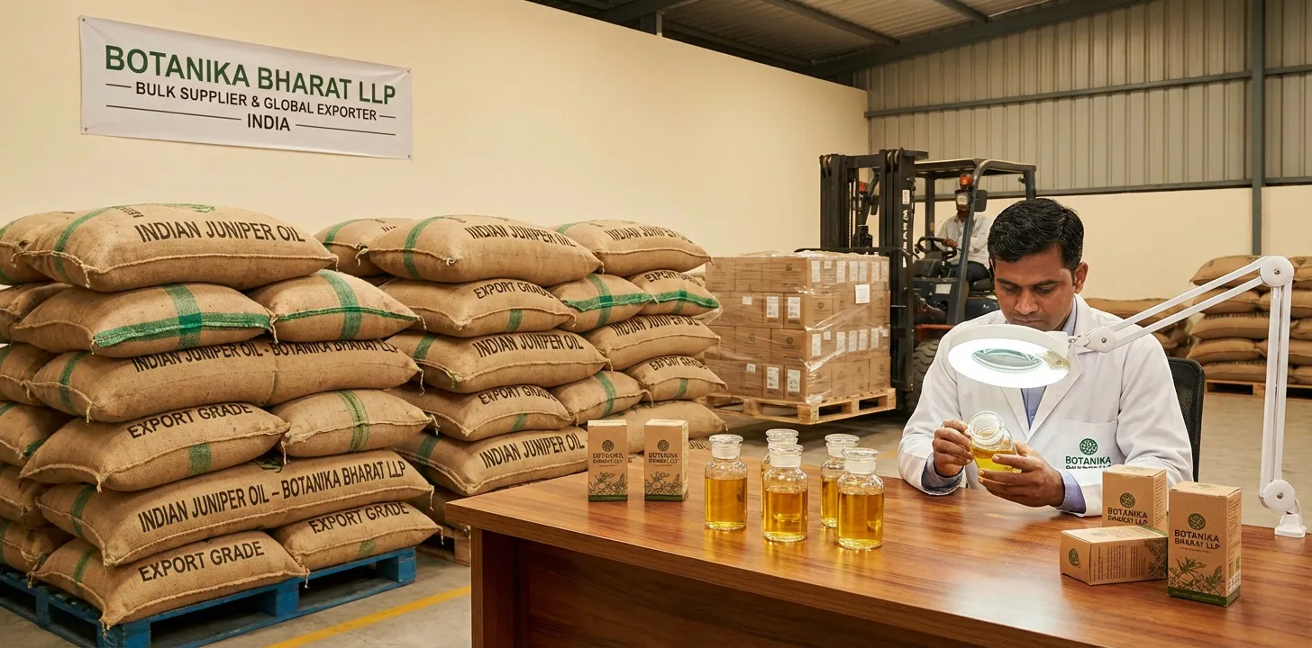 Juniper oil – Botanika Bharat LLP, Indian juniper oil exporter, essential oil supplier, Rudrapur Uttarakhand.