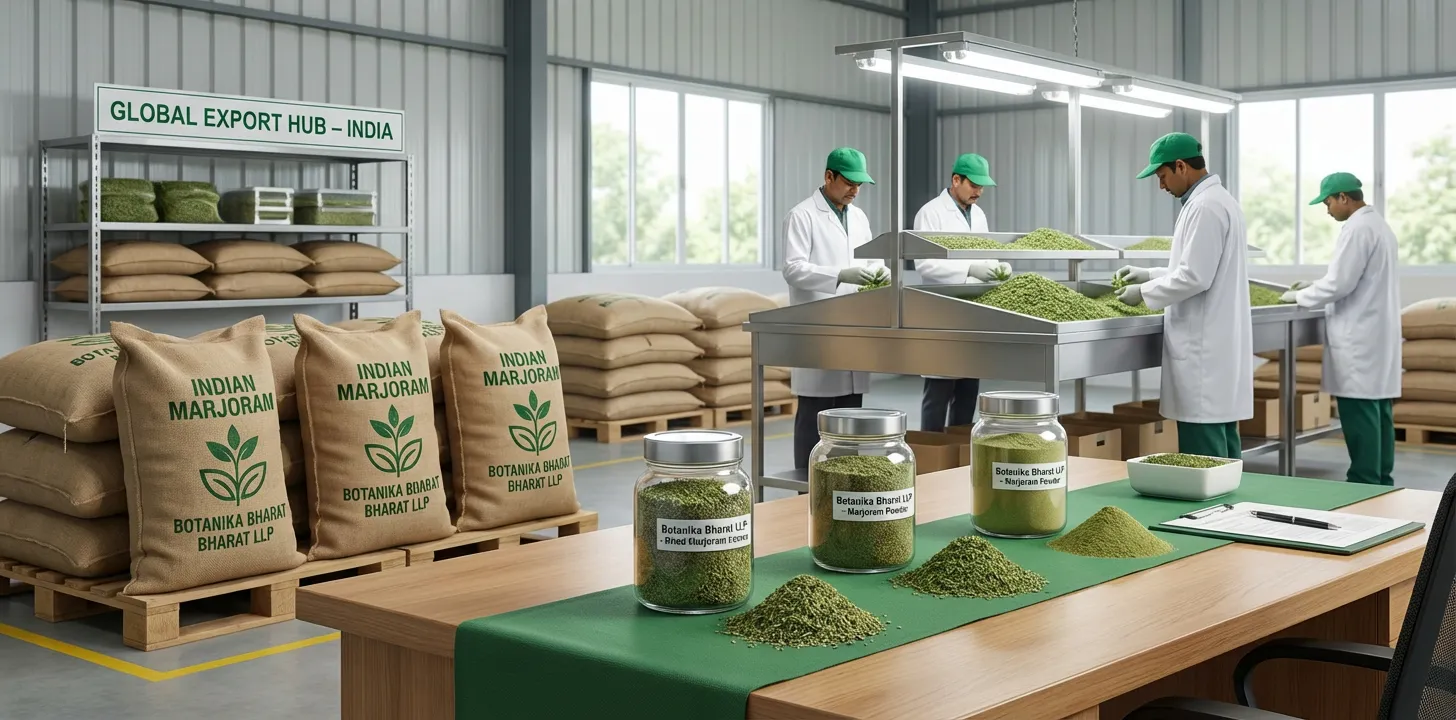 Marjoram – Botanika Bharat LLP, Indian marjoram exporter, bulk marjoram supplier, dried marjoram leaves, marjoram powder, Origanum majorana, Rudrapur Uttarakhand.