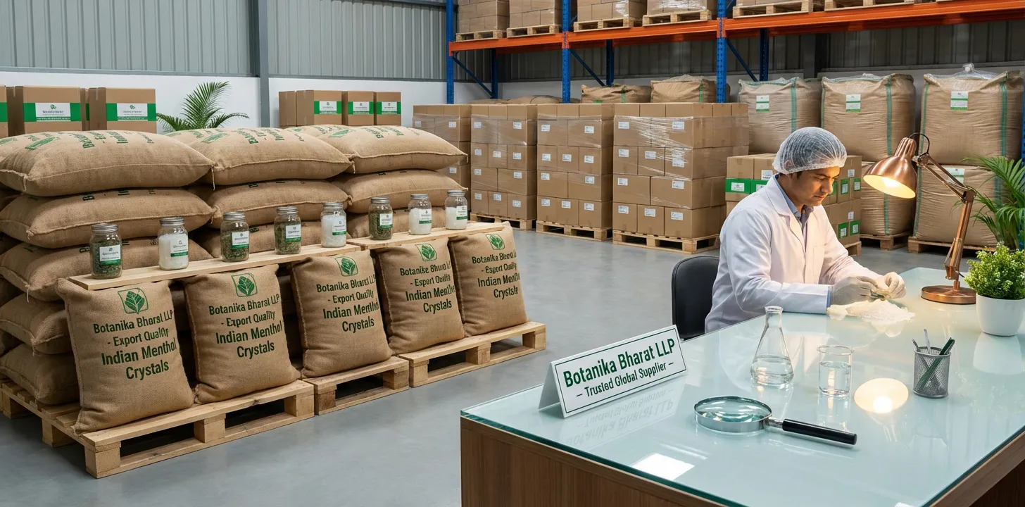 Menthol Crystal – Botanika Bharat LLP, Indian menthol crystal exporter, essential oil supplier, Rudrapur Uttarakhand.