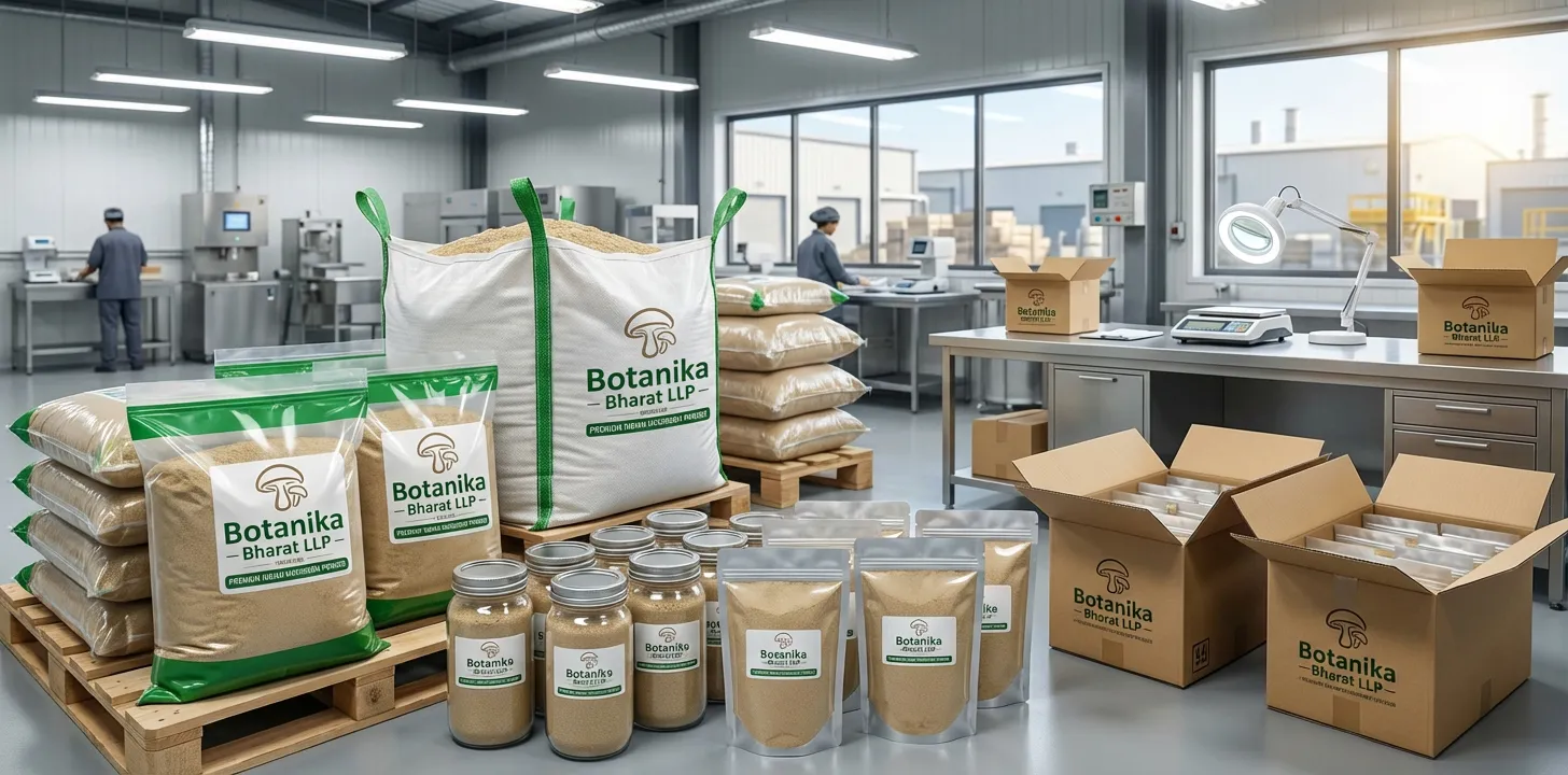Mushroom Powder – Botanika Bharat LLP, mushroom powder exporter India, mushroom powder bulk supplier, FMCG HORECA RTE soups, Rudrapur Uttarakhand.