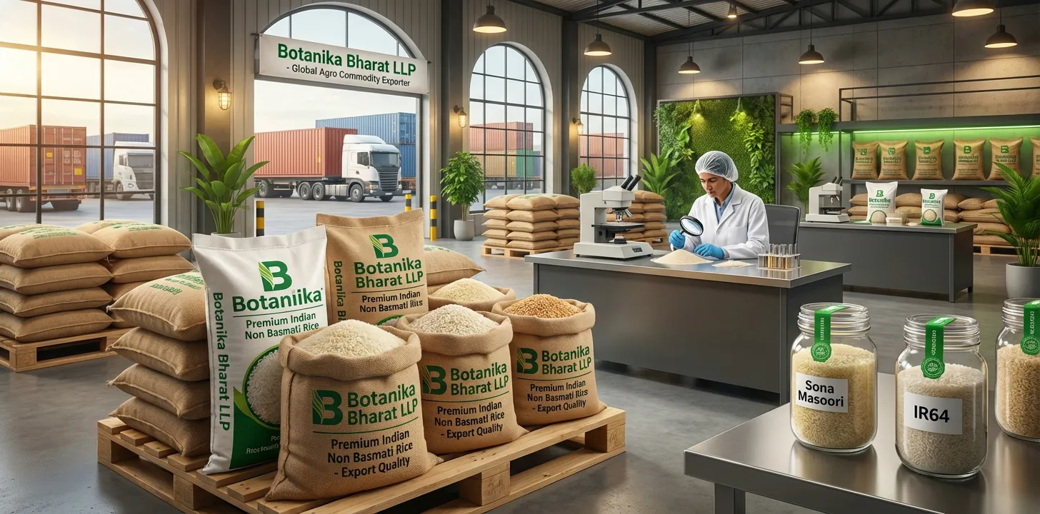 Non Basmati Rice – Botanika Bharat LLP, Indian non basmati rice exporter, IR 64 parboiled rice supplier, bulk broken rice and Sona Masoori exporter for FMCG and HORECA, Rudrapur Uttarakhand.