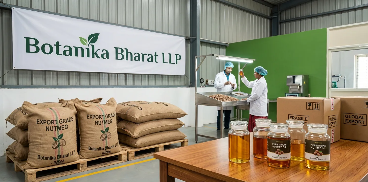 Nutmeg oil – Botanika Bharat LLP, Indian nutmeg oil exporter, essential oil supplier, Rudrapur Uttarakhand.