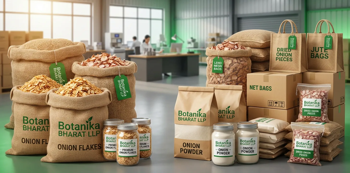 Onion Dehydrated – Botanika Bharat LLP, dehydrated onion exporter India, fresh dehydrated onion Nashik dehydrated onion bulk supplier, agro commodity exporter India, Rudrapur Uttarakhand.