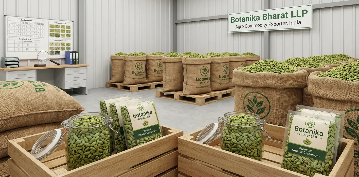 Organic Cardamom – Botanika Bharat LLP, Indian organic cardamom exporter, organic cardamom supplier FMCG HORECA, Rudrapur Uttarakhand.