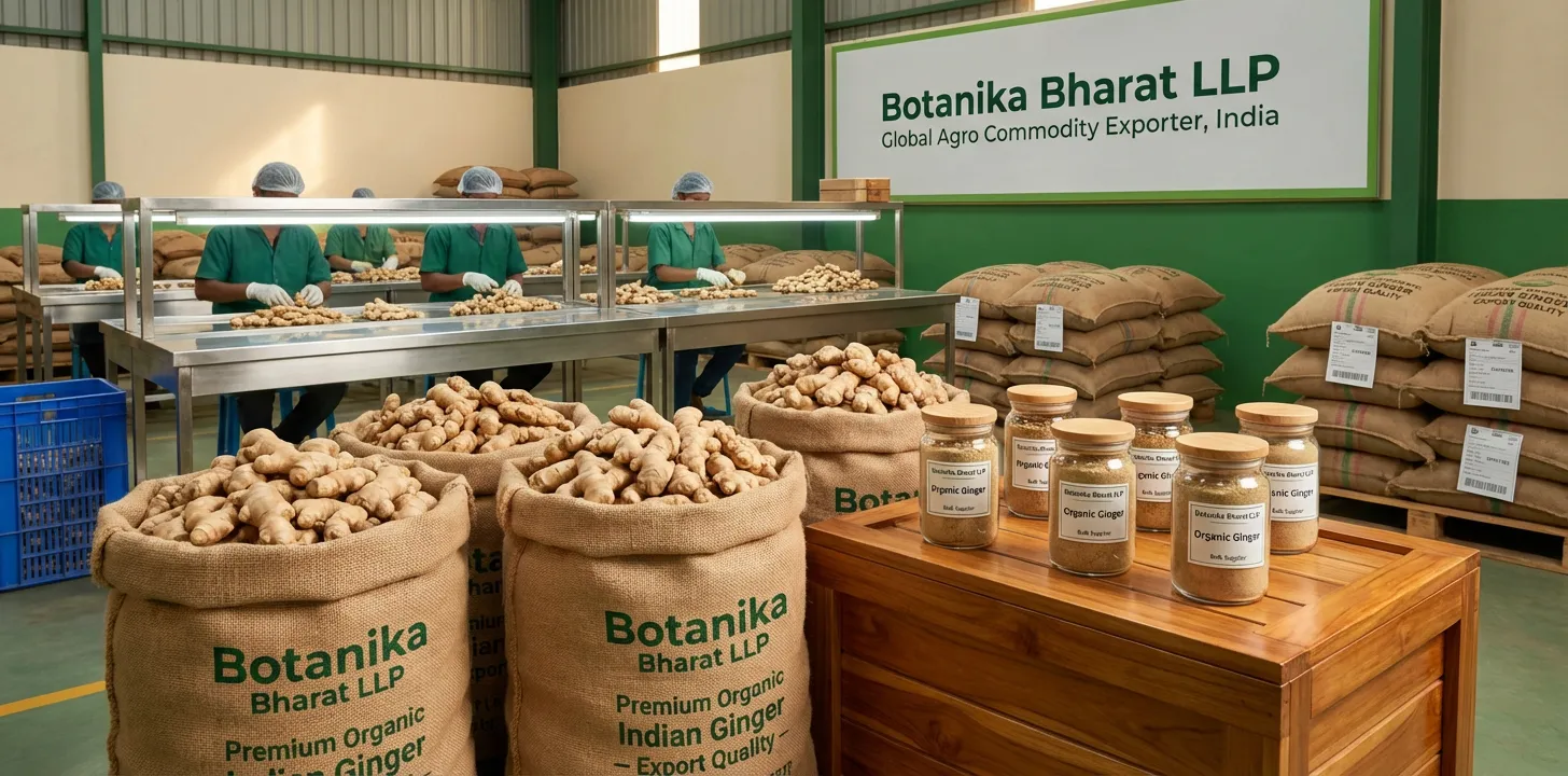 Organic Ginger – Botanika Bharat LLP, Indian organic ginger exporter, organic ginger supplier FMCG HORECA, Rudrapur Uttarakhand.