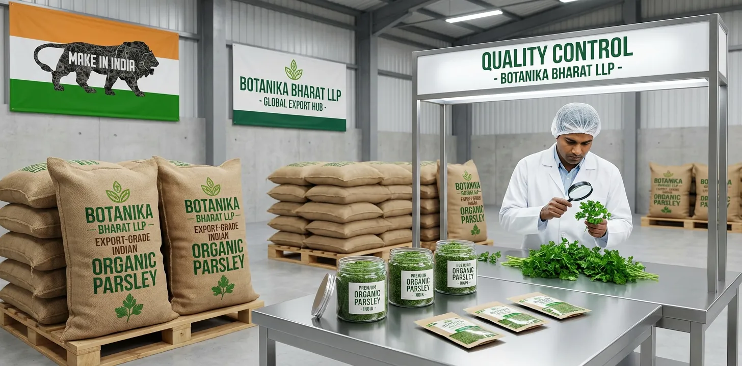 Organic Parsley – Botanika Bharat LLP, Indian organic parsley exporter, organic parsley supplier FMCG HORECA, Rudrapur Uttarakhand.