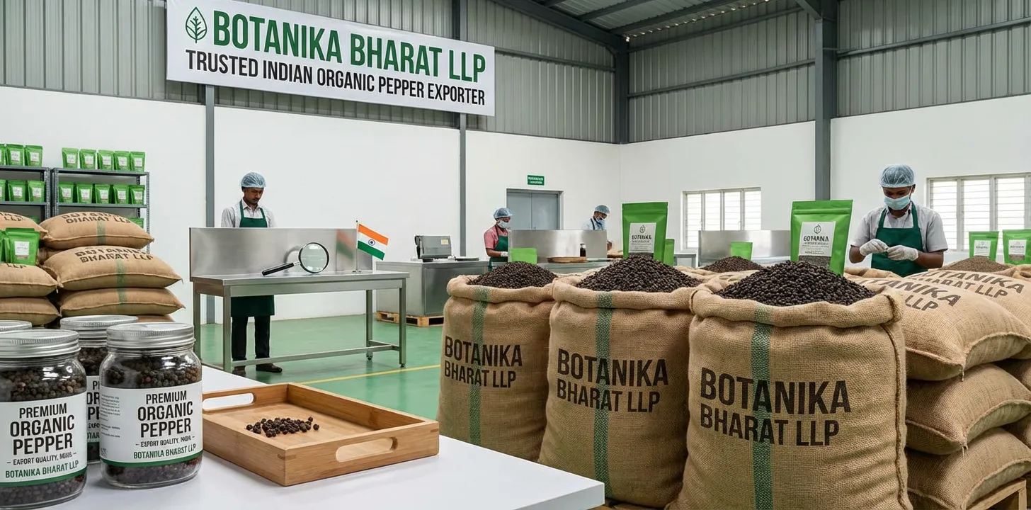 Organic Pepper – Botanika Bharat LLP, Indian organic pepper exporter, organic pepper supplier FMCG HORECA, Rudrapur Uttarakhand.