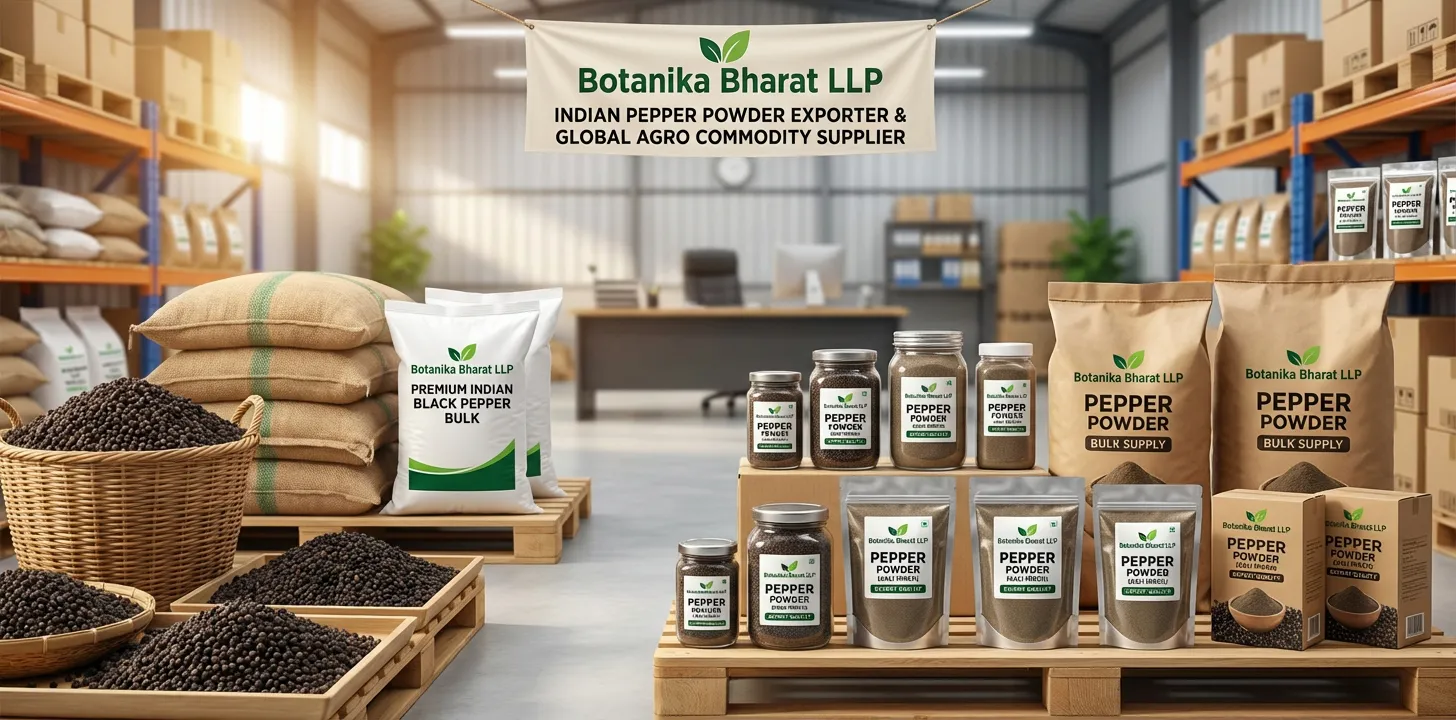 Pepper Powder – Botanika Bharat LLP, Indian pepper powder exporter, bulk pepper powder supplier FMCG HORECA, Rudrapur Uttarakhand.