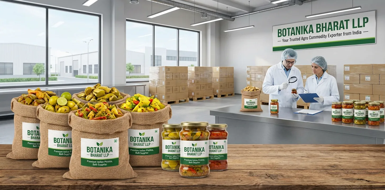Pickles – Botanika Bharat LLP, Indian pickles exporter, bulk pickles supplier, achar mango pickle lime pickle, FMCG HORECA, Rudrapur Uttarakhand.
