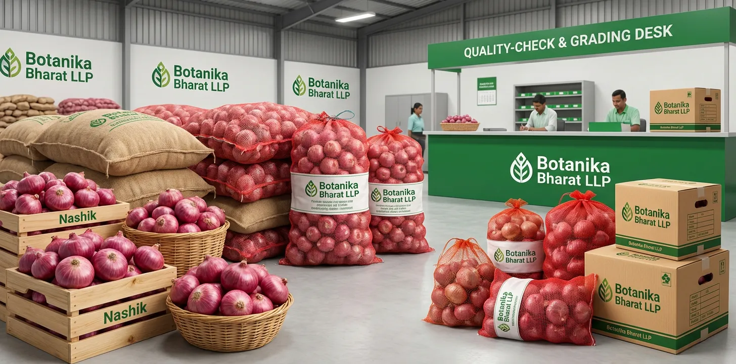 Red Onion – Botanika Bharat LLP, red onion exporter India, fresh red onion Nashik red onion bulk supplier, agro commodity exporter India, Rudrapur Uttarakhand.
