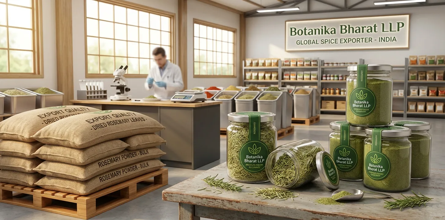 Rosemary – Botanika Bharat LLP, Indian rosemary exporter, dried rosemary leaves, rosemary powder, Mediterranean herb, Rudrapur Uttarakhand.