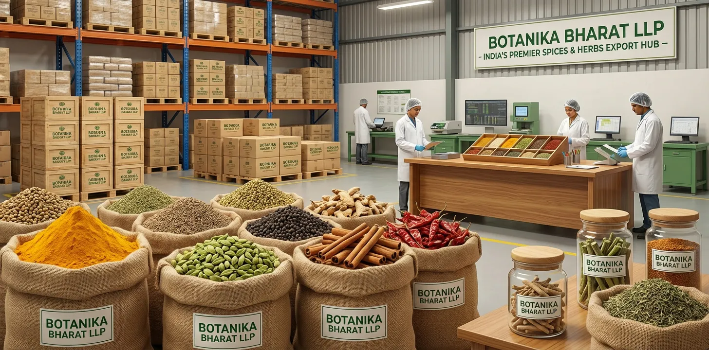 Spices & Herbs – Botanika Bharat LLP, Indian spice exporter, bulk spices supplier, turmeric, cardamom, cumin, coriander, black pepper, ashwagandha, giloy, Rudrapur Uttarakhand.