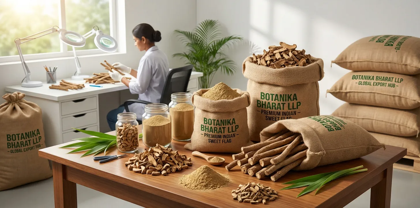 Sweet Flag – Botanika Bharat LLP, Indian sweet flag exporter, calamus root, Acorus calamus, medicinal herbs exporter, Rudrapur Uttarakhand.