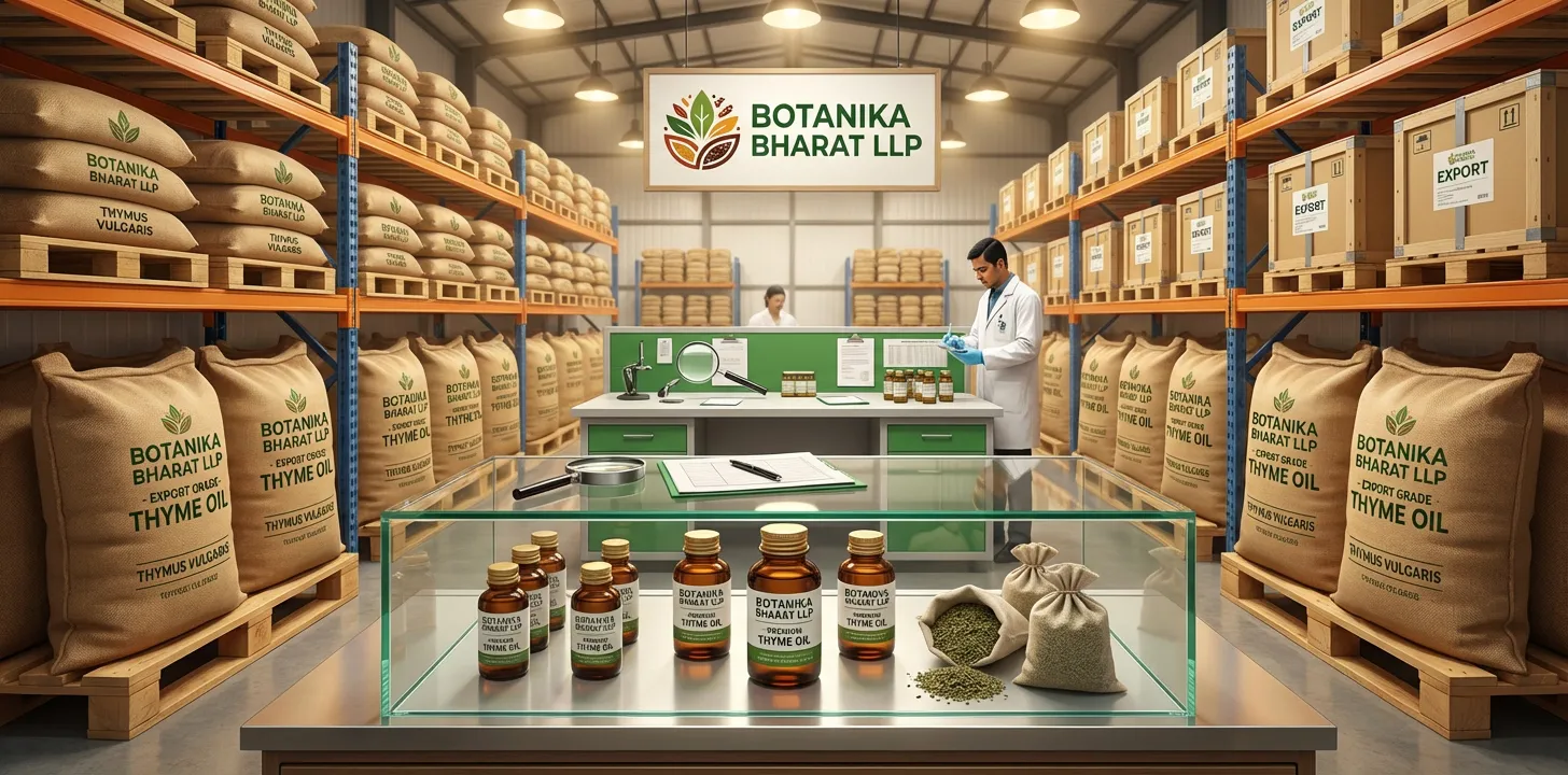 Thyme oil – Botanika Bharat LLP, Indian thyme oil exporter, essential oil supplier, Rudrapur Uttarakhand.