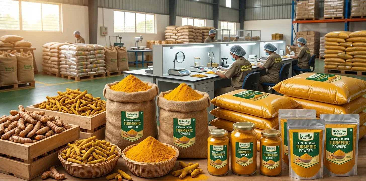 Turmeric Powder – Botanika Bharat LLP, Indian turmeric powder exporter, bulk turmeric powder supplier FMCG HORECA, Rudrapur Uttarakhand.