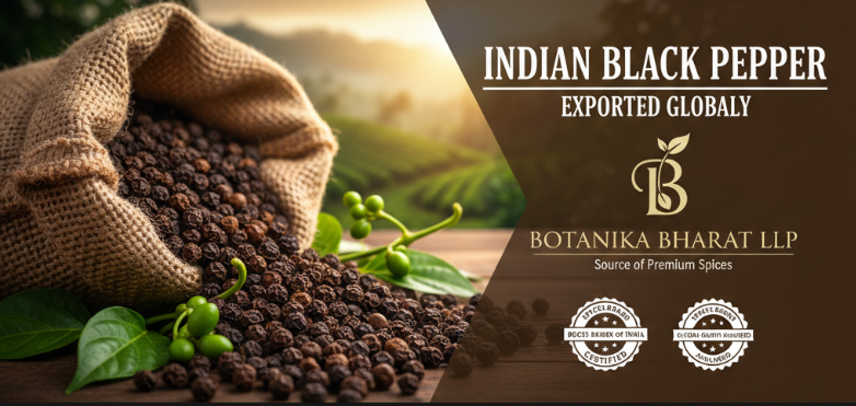 Whole black peppercorns ready for export